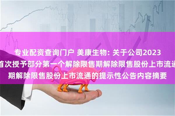 专业配资查询门户 美康生物: 关于公司2023年限制性股票激励计划首次授予部分第一个解除限售期解除限售股份上市流通的提示性公告内容摘要